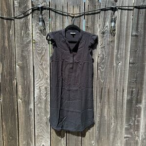 Splendid Black Cross Hatched Cap Sleeve V Neck Button Front Midi dress size XS